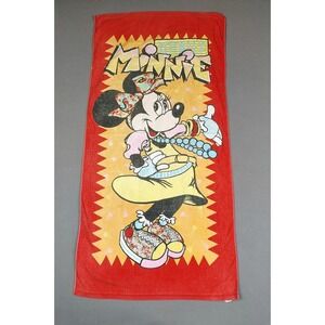 Vintage 80s Disney Minnie Mouse Beach Towel 29x58 TOTALLY MINNIE Franco Japan